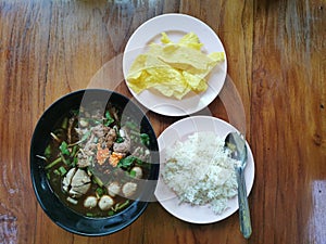 beef soup with steam rice, beef noodle