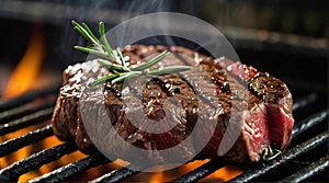 Beef steak on the grill