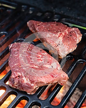 Beef steak on a grill