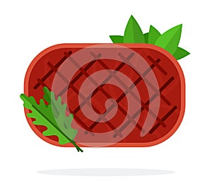 Beef steak with herbs vector flat isolated