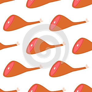 Beef steak raw meat food red fresh cut butcher uncooked chop seamless pattern ingredient vector illustration