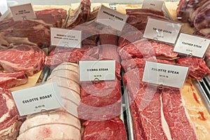 Beef steak for sale in a store
