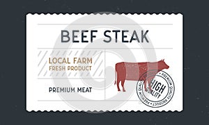 Beef Steak vintage label.