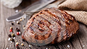 Beef steak on a wooden board