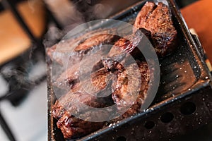 Beef steaks barbecue portion serving