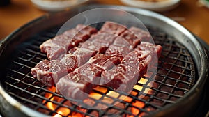 Beef steaks on the grill with flames