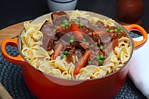 Beef Stew Over Egg Noodles