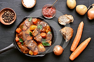 Beef stew, top view