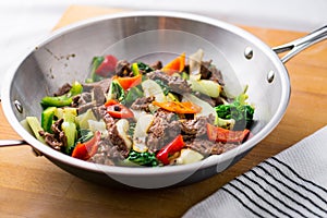 Beef Stir Fry in a wok