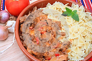 Beef stroganoff close-up