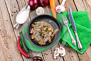 Beef Stroganoff closeup . farm-style,farmhouse kitchen