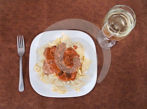 Beef stroganoff dinner