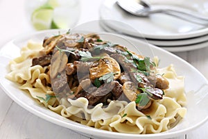 Beef stroganoff with pasta