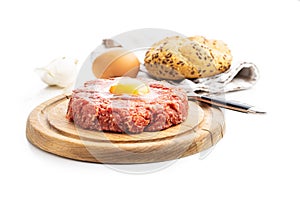 Beef tartare steak with yolk