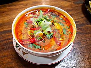 Beef Tongseng food, an Indonesian dish made from boiled beef in a curry-like sauce or soup with vegetables