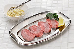 Beef tongue is one of the popular ingredients for Yakiniku (Japanese-style barbecue).