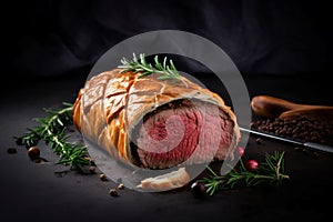 Beef wellington dish menu food. Generate Ai