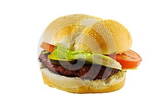 Beefburger with lettuce and tomato