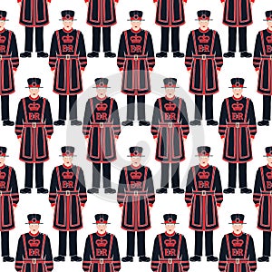 Beefeater soldier - Yeoman warder â€“ London symbol - seamless