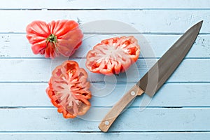 Beefsteak tomatoes. Coeur De Boeuf.