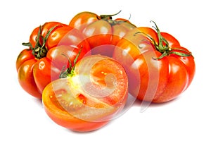 Beefsteak tomatoes, isolated on white
