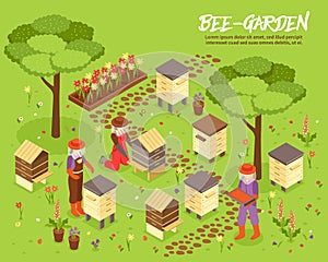 Beegarden Bee Yard Isometric Illustration