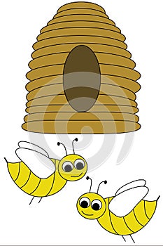 Beehive and bees