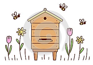 Beehive cute doodle drawing