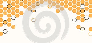 Beehive honeycomb banner vector illustration. Bee honey shapes texture. Honeycomb with beeswax frame in simple modern