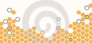 Beehive honeycomb banner vector illustration. Bee honey shapes texture. Honeycomb with beeswax frame in simple modern