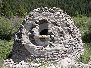 Beehive kiln used to make charcoal for silver smelting circa 1930