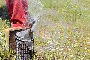 A beehive man-made structure to house a honey bee nest in Greek fields