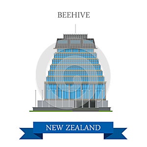 Beehive Parliament Building Wellington New Zealand vector flat