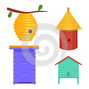 Beehive set vector illustration. hive isolated on white background