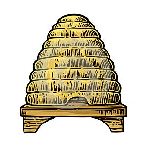 Beehive. Vector vintage engraved illustration.