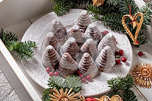 Beehives or wasp nests - traditional Czech Christmas cookies on a table