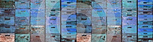 Beekeeper beekeeping background banner panorama wallpaper - Abstract wall texture made of many old rustic blue painted colored