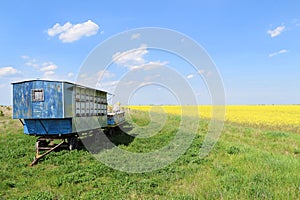 Beekeeper and his mobile beehives