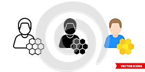 Beekeeper hiver icon of 3 types color, black and white, outline. Isolated vector sign symbol