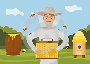 beekeeper working in camp