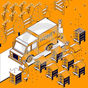 Beekeepers Gathering Honey Composition