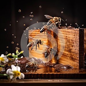 Beekeeping element a small beehive box with bees fly