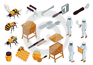 Beekeeping Isometric Set