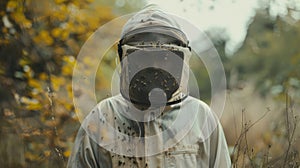 Beekeeping net and special suit. Beekeeper