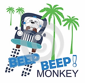 beep monkey car t shirt print vector art photo