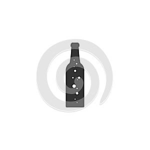 beer or ale bottle with bubbles. Bar, pub, brew symbol. Alcohol, drinks shop, stor, menu item icon