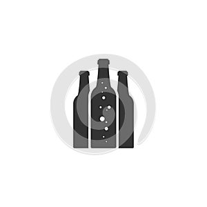 beer or ale bottle with bubbles. Bar, pub, brew symbol. Alcohol, drinks shop, stor, menu item icon.