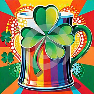 Beer ale mug shamrock celebration irish scottish happy pub party