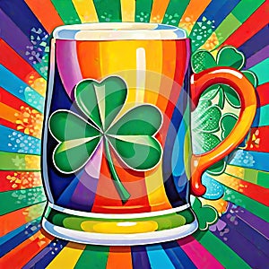 Beer ale mug shamrock irish scottish drink pop art popart