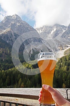 Beer in Alpine scenery